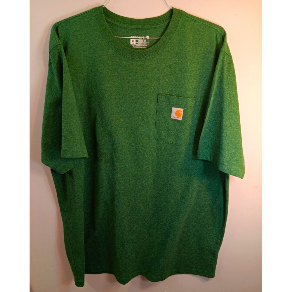 Carhartt K87-M T-Shirt Mens XLT Green Short Sleeve Crew Neck Pocket Loose